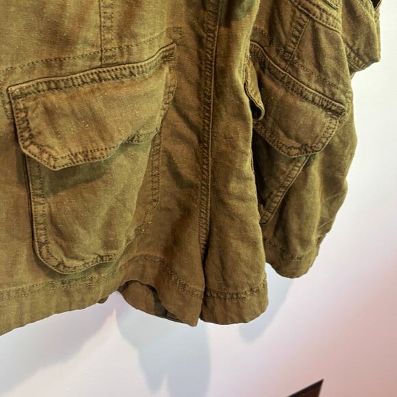 Free People Green Linen Blend Expedition Shortalls - size Medium - Picture 9 of 9